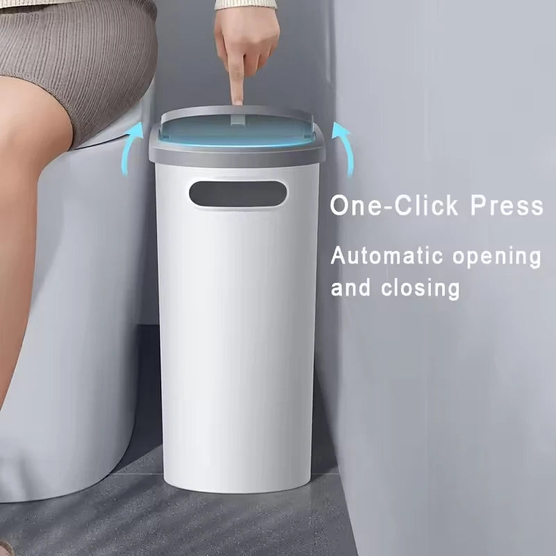 Home Trash Can with Lid Large Capacity Bathroom Garbage Bin Room Creative Press Type Gap Bin Kitchen Plastic Basket Garbage Can
