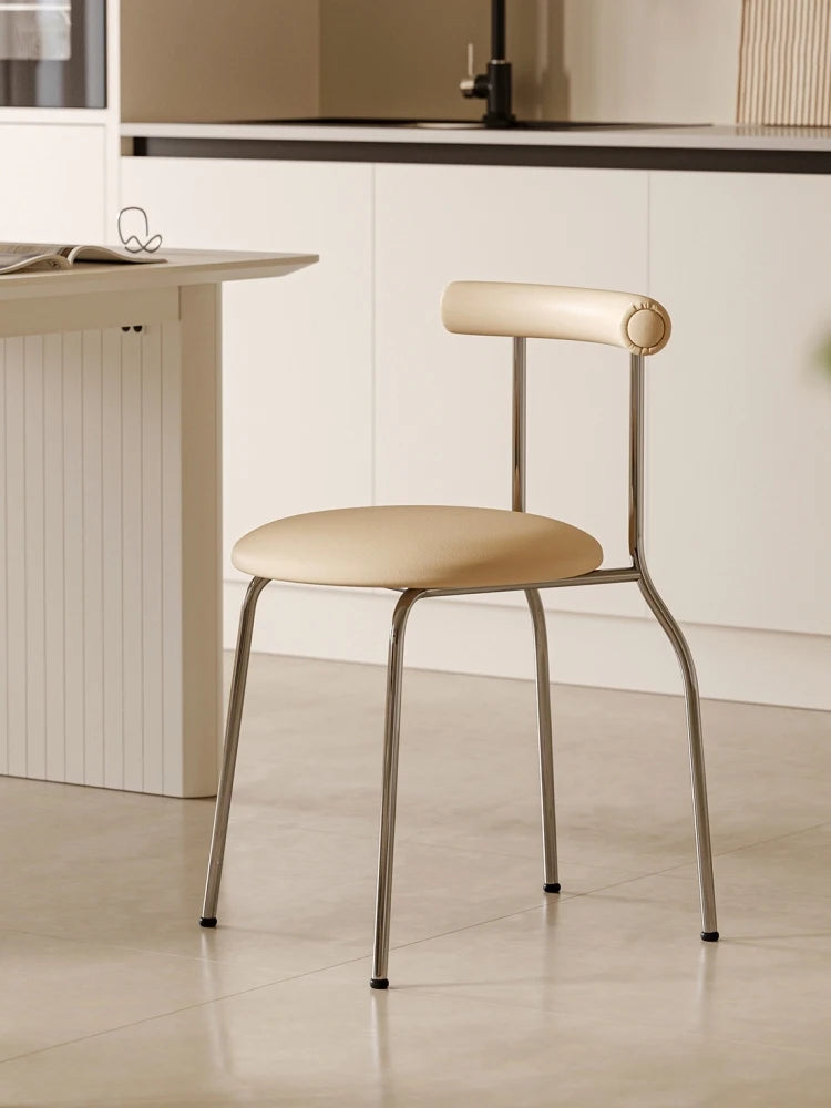 Cream Style Light Luxury Dining Chair Ins Medieval Home Modern Cafe Chair Vintage Nordic Backrest Chair Bedroom Makeup Chair