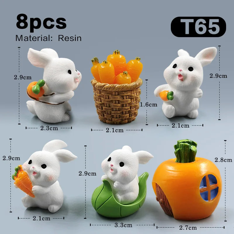 2025 Hot Easter Cute Rabbit Figurine Diy Landscape Home Kawaii Room Decor Miniature Fairy Garden Decoration Accessories Modern