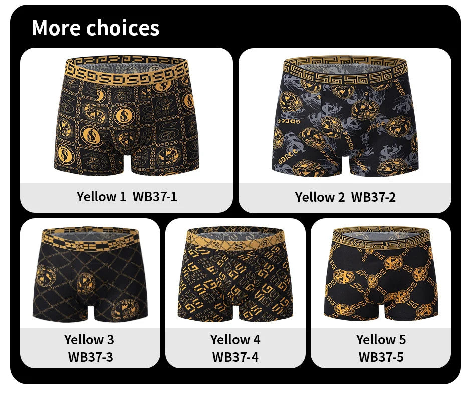 10 Men's Boxer Underwear Black Gold Random Soft And Comfortable Skin-friendly Joker Four Seasons Selling Adolescent Shorts