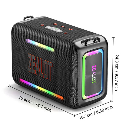 ZEALOT-S95 Waterproof Portable Bluetooth Speaker, Wireless Outdoor Boombox, SubwooferTriple Passive Radiators, Deep Bass,120W