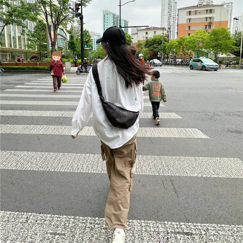 Luxury Brand Lambskin Croissant Bag Genuine Leather Croissant Bag Trendy Must-have Shoulder Crossbody Bag Couple Style