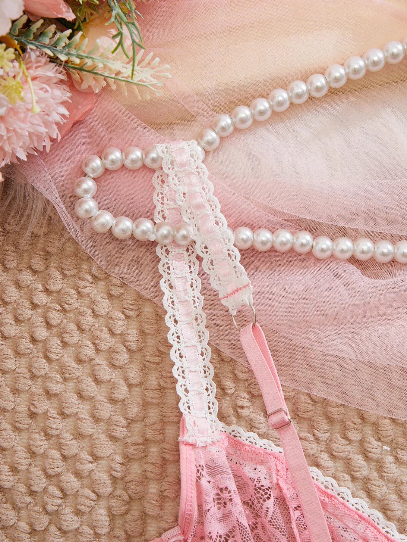 Ellolace Fancy Lace Bodysuit With Long Stocking Lace Up Onlyfan Body Suit Girly Pink Sexy Dames Sexy Top Sissy Lingerie