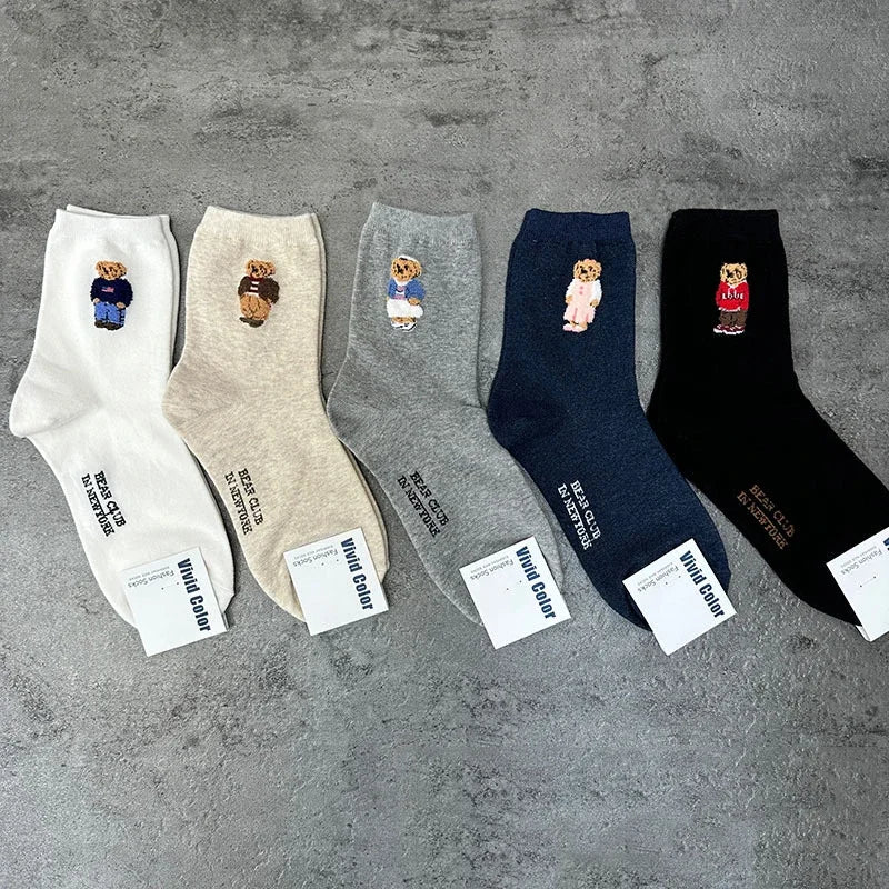 Good Quality Cartoon Elegant Lady Bear Women's  Cute Socks Cotton Harajuku Style Woman Novelty Breathable Sox Christmas Gifts