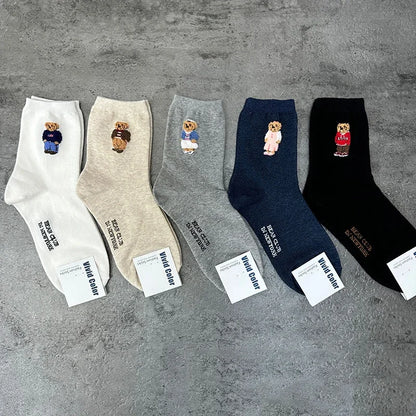 Good Quality Cartoon Elegant Lady Bear Women's  Cute Socks Cotton Harajuku Style Woman Novelty Breathable Sox Christmas Gifts