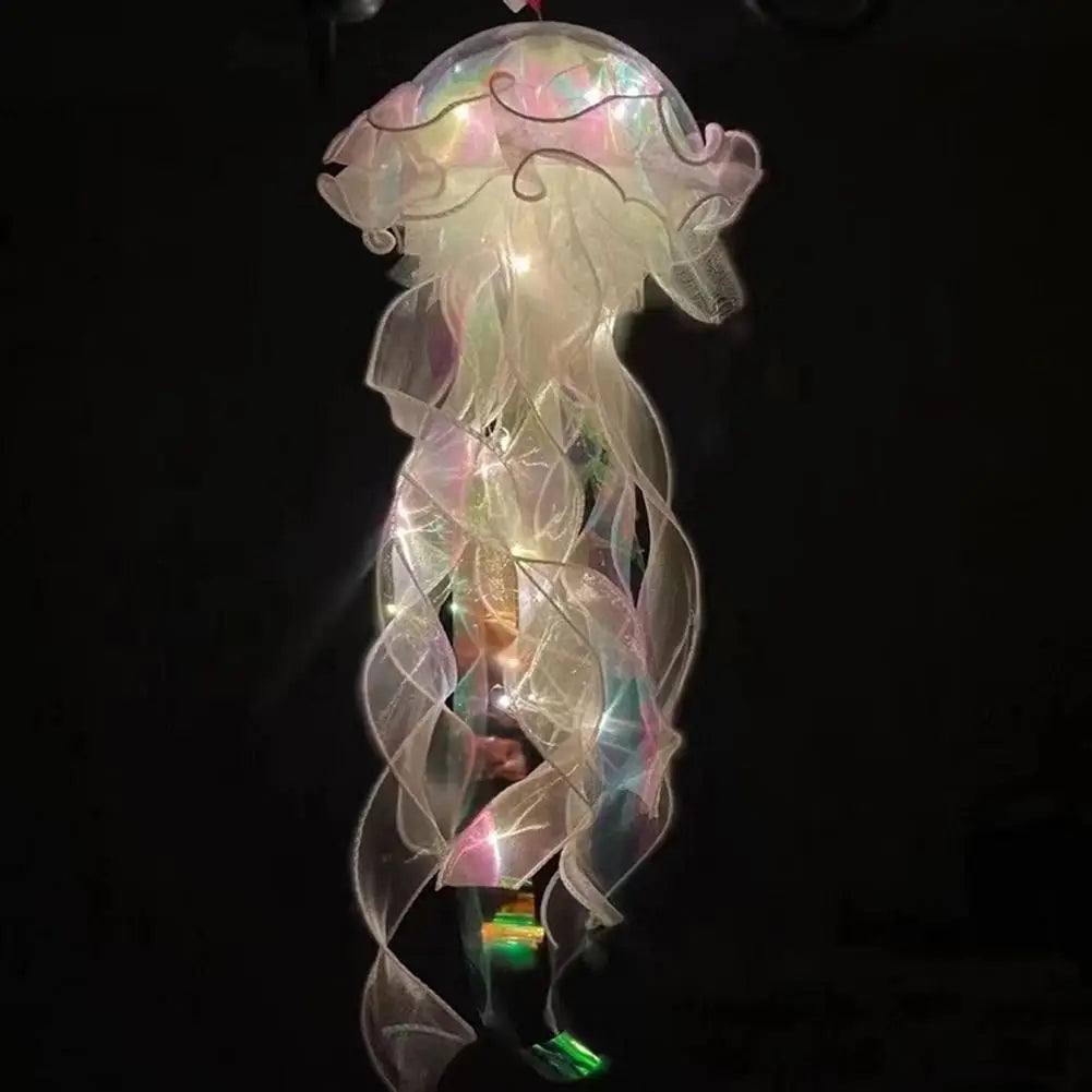 5PCS Jellyfish Bedroom Night Light Lamp Button Battery Hanging Atmosphere Decoration Lamp with Ribbon&Bead for Girl Bedroom 2024