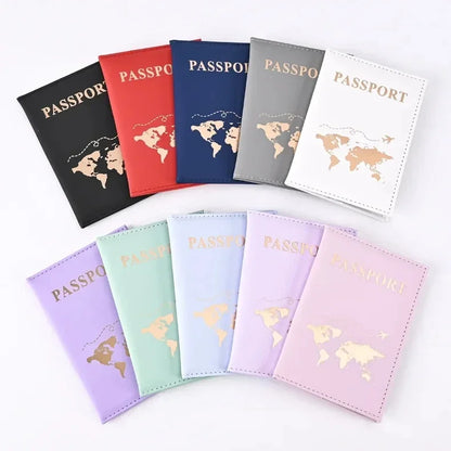 Fashion Women Travel Passport Cover Holder Case ID Credit Card Holder Travel Accessories Map Passports Wallet Ticket Protective