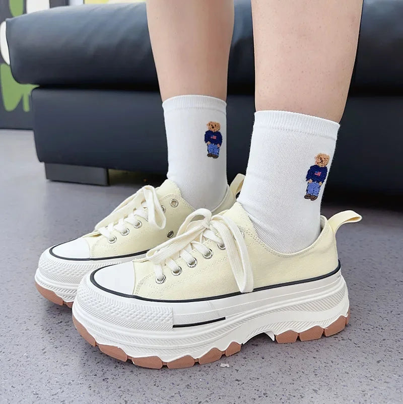 Good Quality Cartoon Elegant Lady Bear Women's  Cute Socks Cotton Harajuku Style Woman Novelty Breathable Sox Christmas Gifts