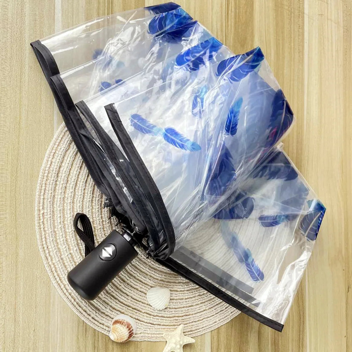 1Pc-Korean Transparent Umbrella Folding Automatic Open and Close Umbrella Mori Three-Fold Student Sunny Umbrella