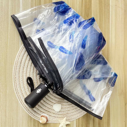 1Pc-Korean Transparent Umbrella Folding Automatic Open and Close Umbrella Mori Three-Fold Student Sunny Umbrella