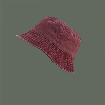 Retro Washed Cowboy Bucket Hat Women Men Wide Brim Sunhat Spring Summer Solid Color Denim Panama Fisherman Cap