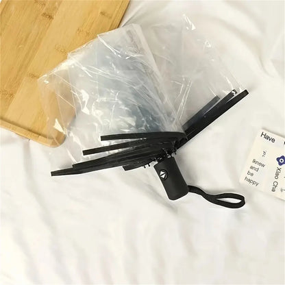 1Pc-Korean Transparent Umbrella Folding Automatic Open and Close Umbrella Mori Three-Fold Student Sunny Umbrella
