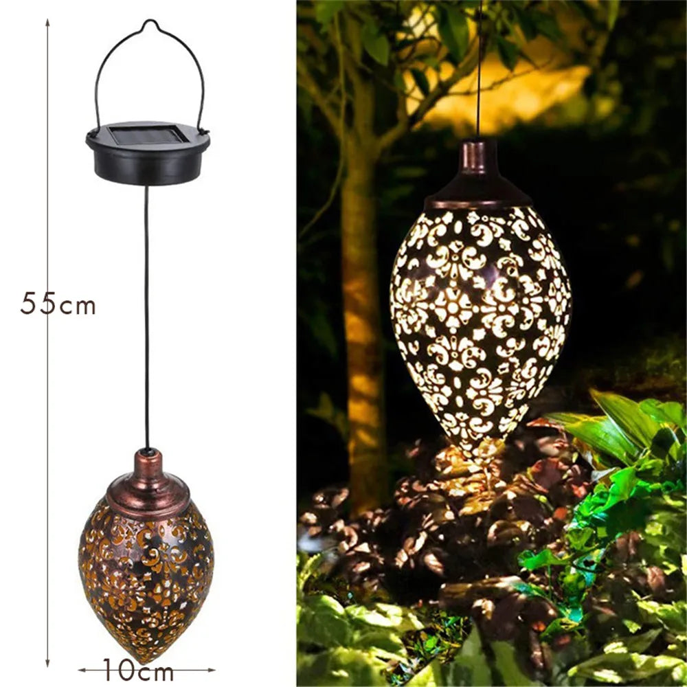 Outdoor Water Drop Shaped Solar Projection Light Waterproof Hollowed-out For Garden Patio Stair Fence Street Landscape Balcony O