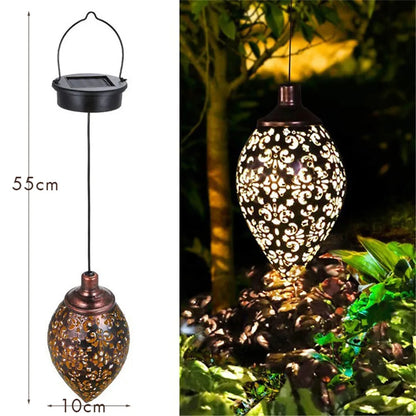 Outdoor Water Drop Shaped Solar Projection Light Waterproof Hollowed-out For Garden Patio Stair Fence Street Landscape Balcony O