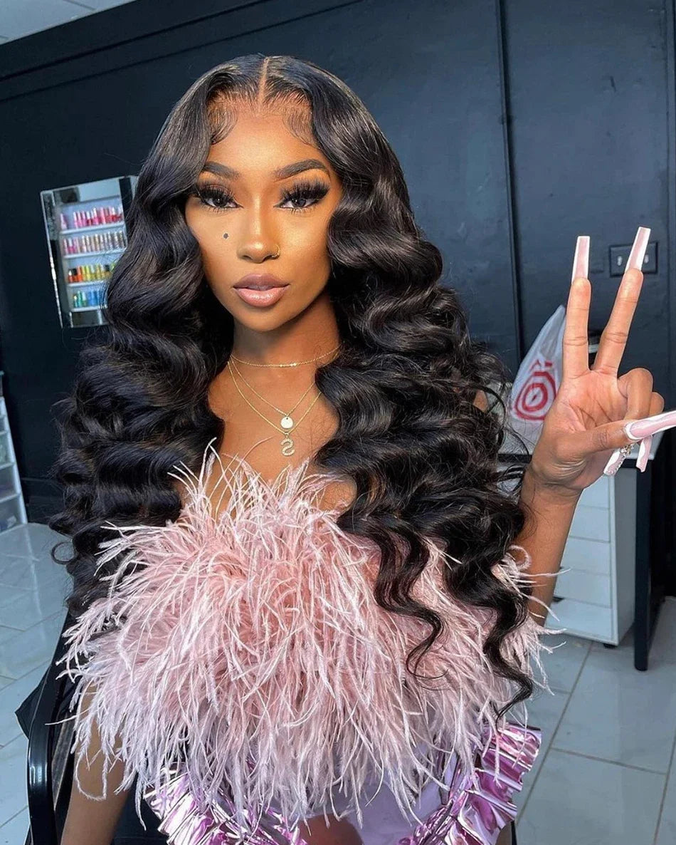 HD 13x6 Loose Nature Wave Lace Front Human Hair Wigs 250% Transparent 30 40 Inch 13x4 360 Full Deep Water Wave Lace Frontal Wig
