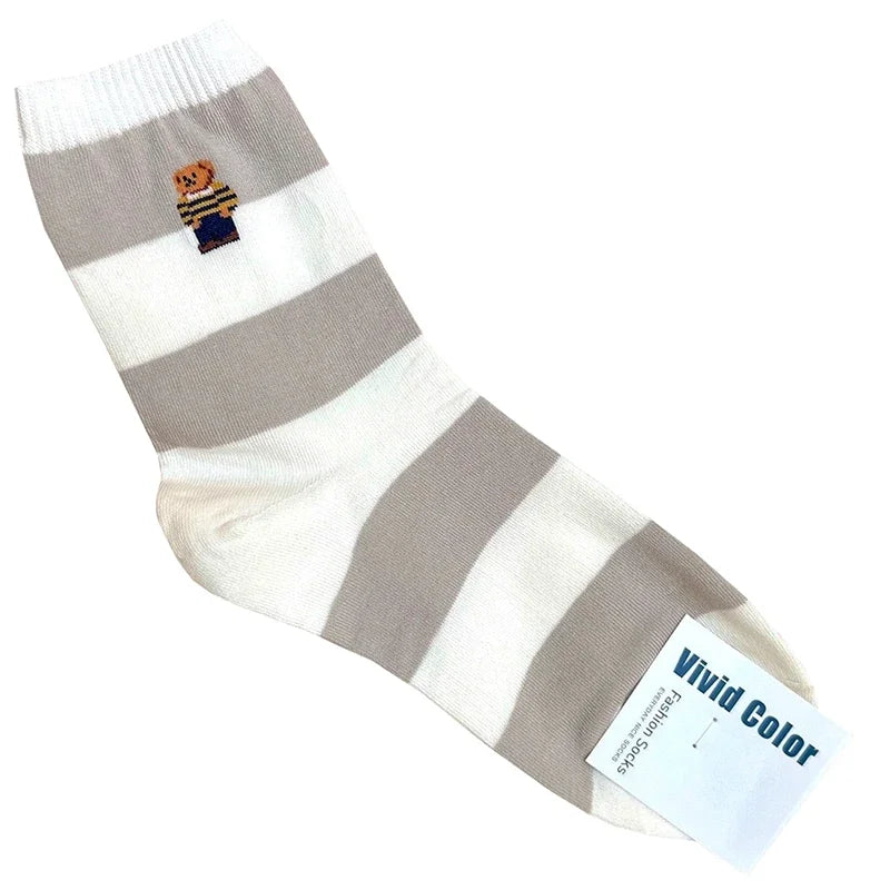 Good Quality Cartoon Elegant Lady Bear Women's  Cute Socks Cotton Harajuku Style Woman Novelty Breathable Sox Christmas Gifts