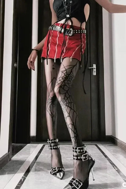 Gothic Vintage Dark Fishnet Tights Stocking Women Emo Alternative Sexy Spider Web Witch Pantyhose Y2k E-girl Cyber Punk Socks