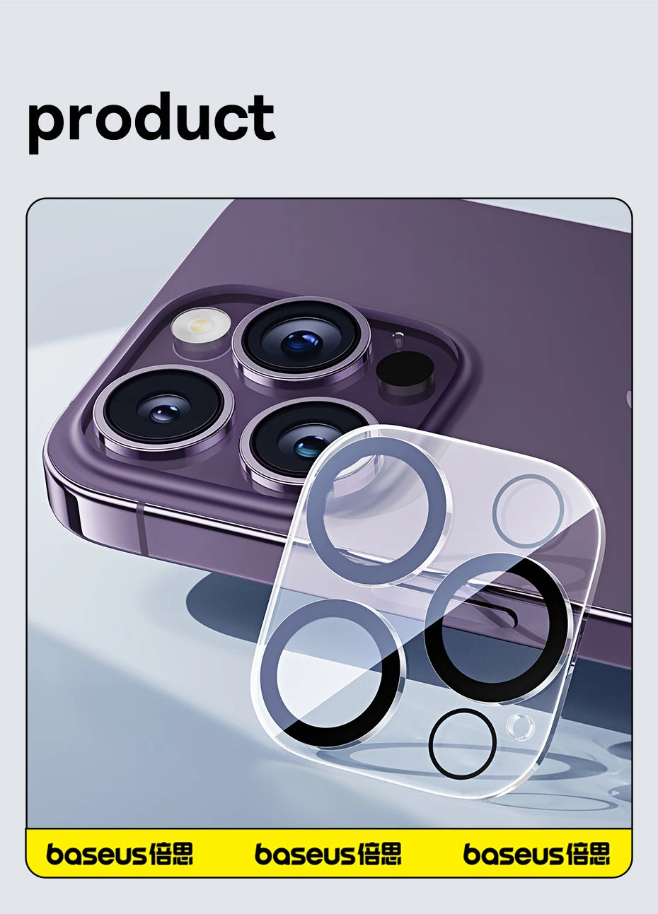 Baseus 2Pcs Camera Lens Protector For iPhone 15 14 13 Pro Max Tempered Glass Lens Glass For iPhone 14 13 12 Lens Protection Film