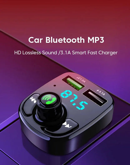 LED MP3 Car Bluetooth FM Audio Receiver Hands-Free Bluetooth 5.0 Transmitter 2.1A 3.1A QC3.0 PD Type C Dual USB Car kit Charger