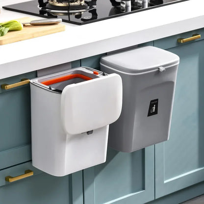 7/9L Wall Mounted Trash Can Household Galley Waste Bin Hanging Bathroom Trash Can With Lid Food Garbage Bin Kitchen Accessories