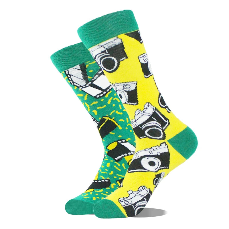 AB Happy Cotton Funny Socks Men Beer Panda Duck Crazy Design Sokken Unisex Novelty Plant Piano Crew Skateboard Calcetines Hombre