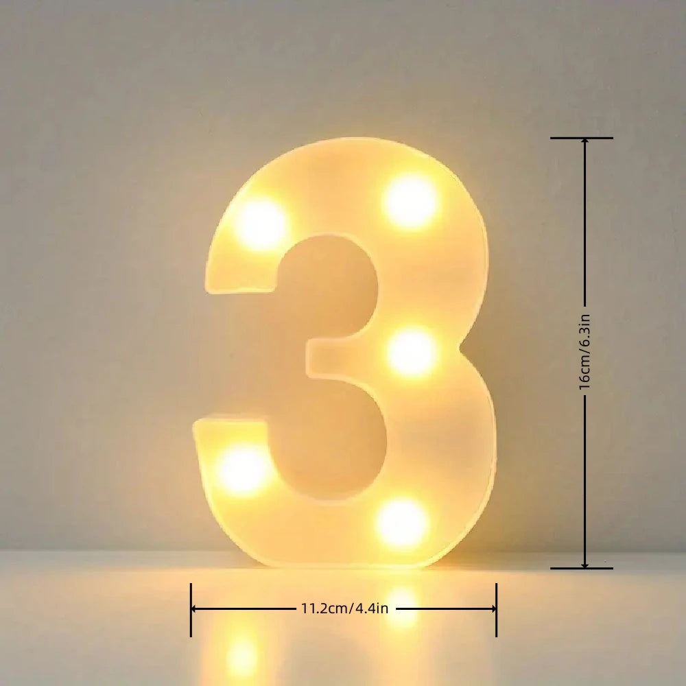 1PC LED Alphabet&Number Lights For Home,Wedding,Proposal,Birthday,Party,Photo Prop, Battery Powered White Decorative Night Light