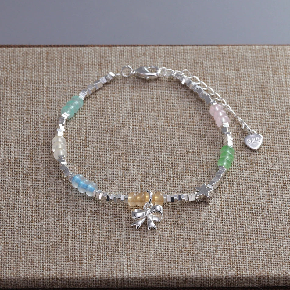 VENTFILLE 925 Sterling Silver Diamond-Studded Butterfly Bracelet Women's Fashion Temperament Flower Adjustable Bracelet
