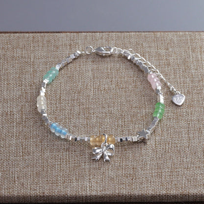VENTFILLE 925 Sterling Silver Diamond-Studded Butterfly Bracelet Women's Fashion Temperament Flower Adjustable Bracelet
