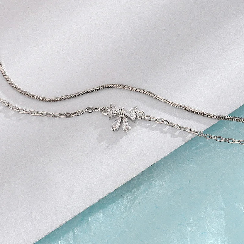 VENTFILLE 925 Sterling Silver Diamond-Studded Butterfly Bracelet Women's Fashion Temperament Flower Adjustable Bracelet
