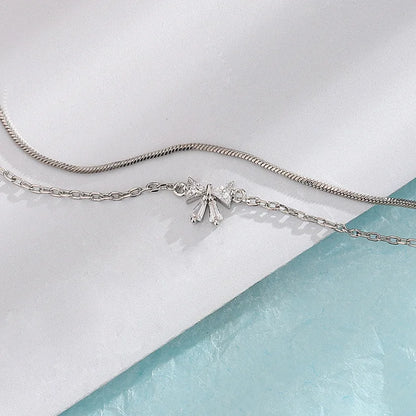 VENTFILLE 925 Sterling Silver Diamond-Studded Butterfly Bracelet Women's Fashion Temperament Flower Adjustable Bracelet