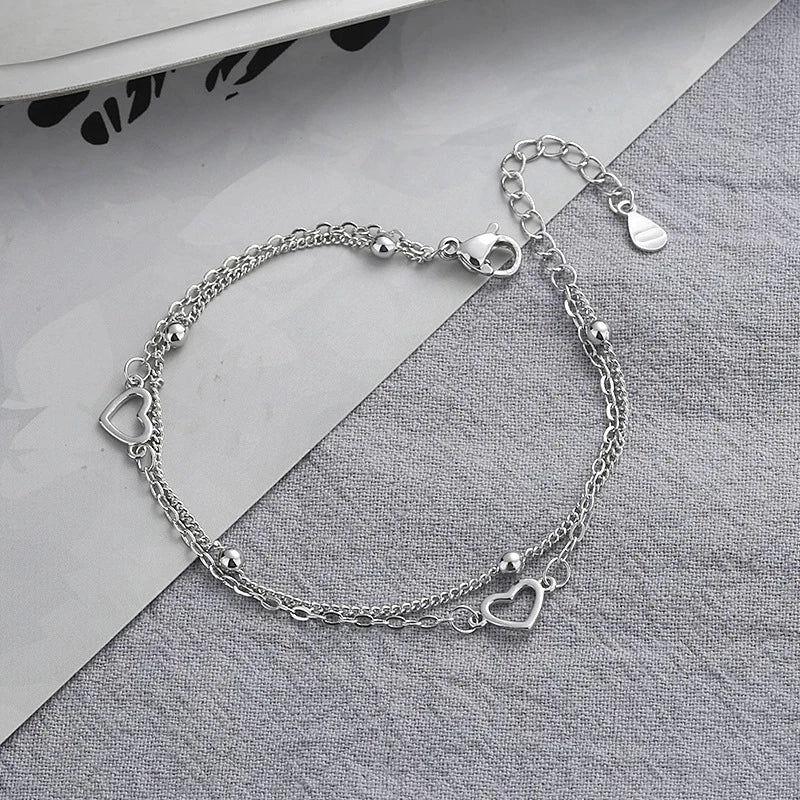 VENTFILLE 925 Sterling Silver Diamond-Studded Butterfly Bracelet Women's Fashion Temperament Flower Adjustable Bracelet