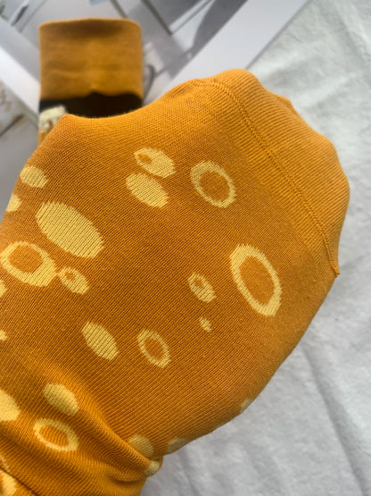 CHAOZHU 1 Pair Big Size Male Ab Side Jacquard Long Crew Fashion Bear And Bubble Black Yellow Casual Fancies Socks