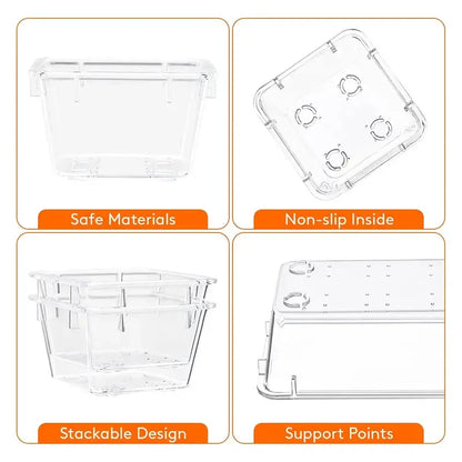 10-Piece Versatile Drawer Organizer Set - Clear Plastic Trays and Dividers in 4 Sizes for Perfect Makeup and Kitchen Storage