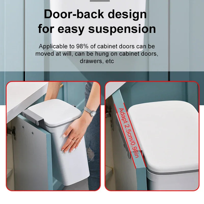7/9L Wall Mounted Trash Can Household Galley Waste Bin Hanging Bathroom Trash Can With Lid Food Garbage Bin Kitchen Accessories