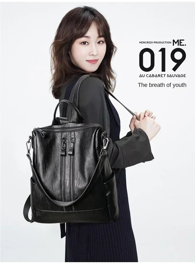 1/3Pcs Genuine Leather Backpack Women's Travel Bag Fashion Women's Fashion Bag Tide Casual Fashion Soft Leather Shoulder Bag