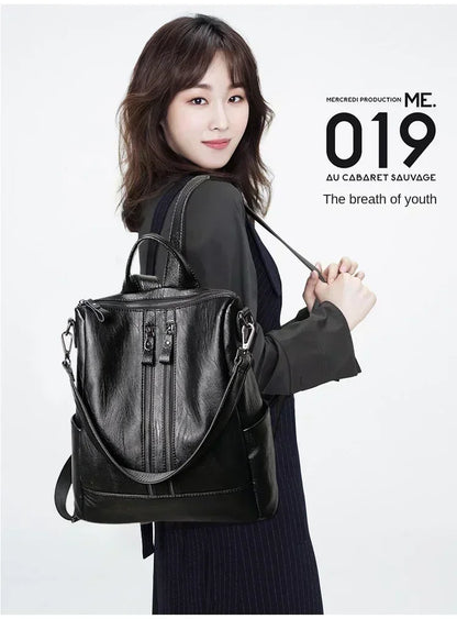 1/3Pcs Genuine Leather Backpack Women's Travel Bag Fashion Women's Fashion Bag Tide Casual Fashion Soft Leather Shoulder Bag