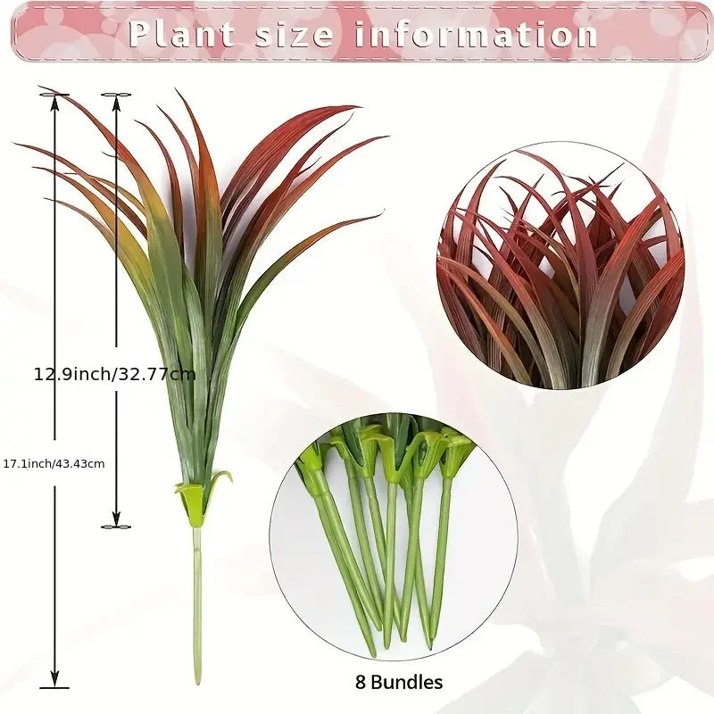 1/4 pieces, UV resistant outdoor artificial plants - tall grass, tropical flowers and shrubs - perfect for year-round and indoor