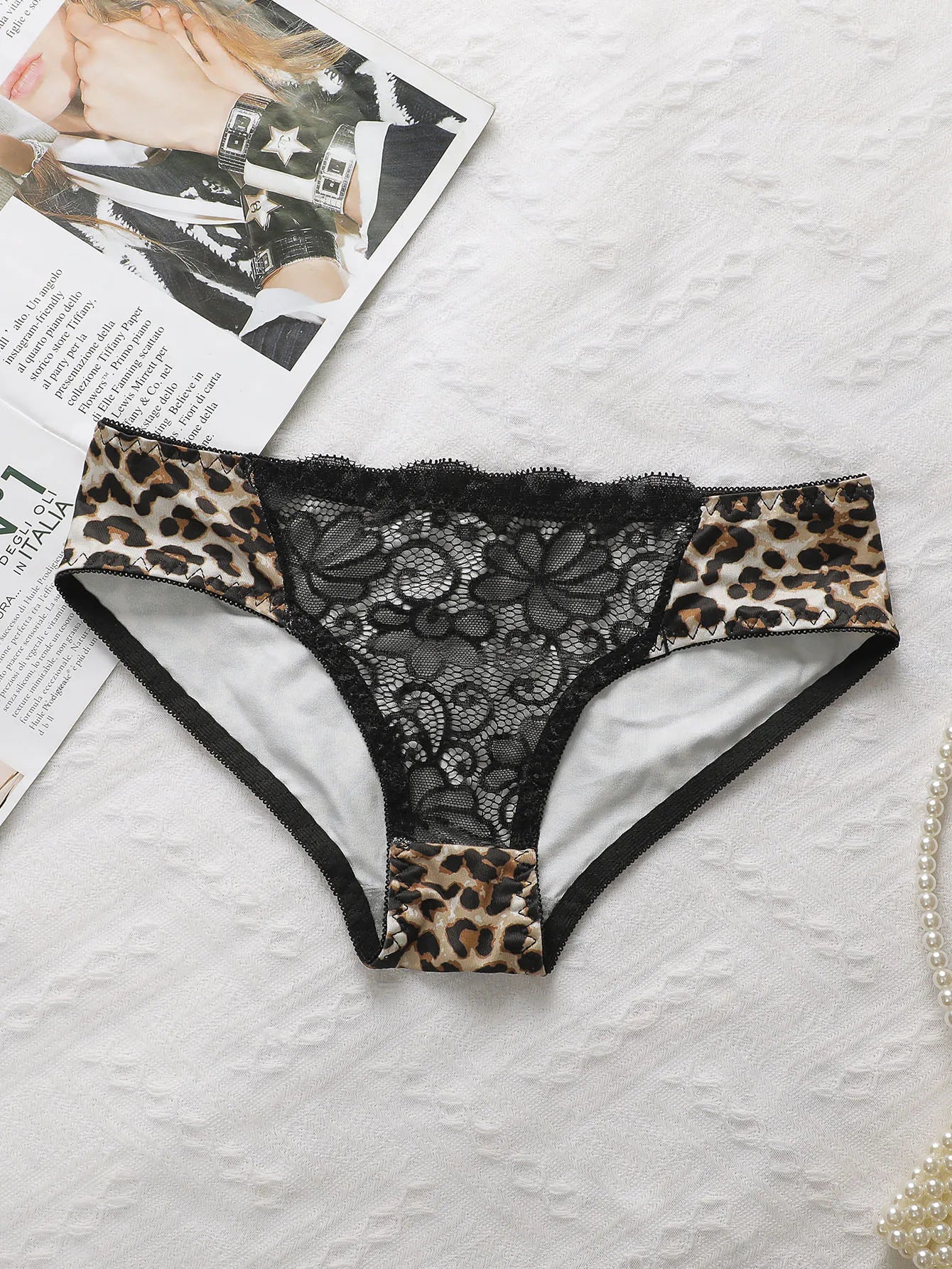 Ladies Leopard Print Lace Bralette Sexy With Steel Ring Lingerie Comfortable Lifting Underwear Triangle Underwear Set B2076