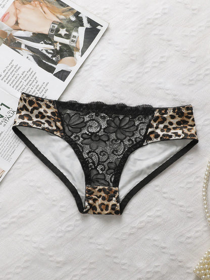 Ladies Leopard Print Lace Bralette Sexy With Steel Ring Lingerie Comfortable Lifting Underwear Triangle Underwear Set B2076