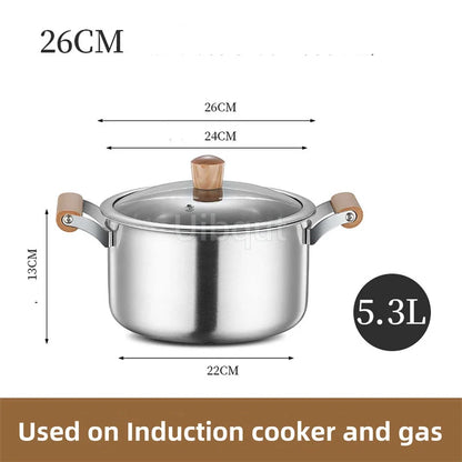Stainless Steel pot Double Bottom Soup Pot Nonmagnetic Cooking Multi purpose Cookware Non stick Pan Gas cooker used pot hot pot