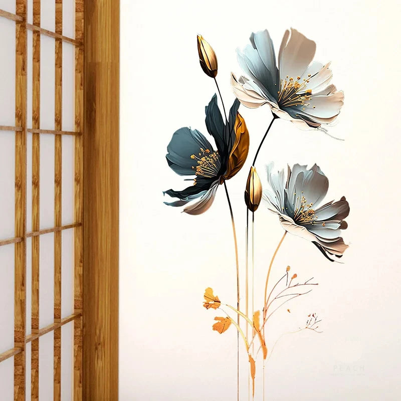 1PCS Simulation Three-Dimensional Relief Texture Flowers Bedroom Home Decoration Wall Stickers Self-Adhesive