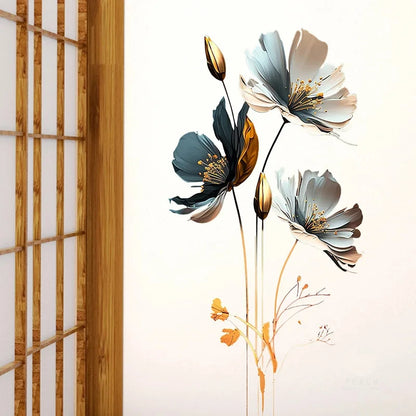 1PCS Simulation Three-Dimensional Relief Texture Flowers Bedroom Home Decoration Wall Stickers Self-Adhesive
