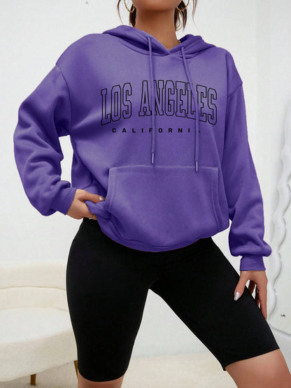 Women's Hoodies Los Angeles California Letter Printing Pocket Hoodie Casual Oversize Long Sleeve Clothes New In sweatshirts