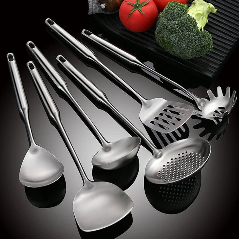 304 Stainless Steel Cooking Spatula Shovel Colander Rice Soup Spoon Thickened Anti-scald Kitchenware Cookware Accessories