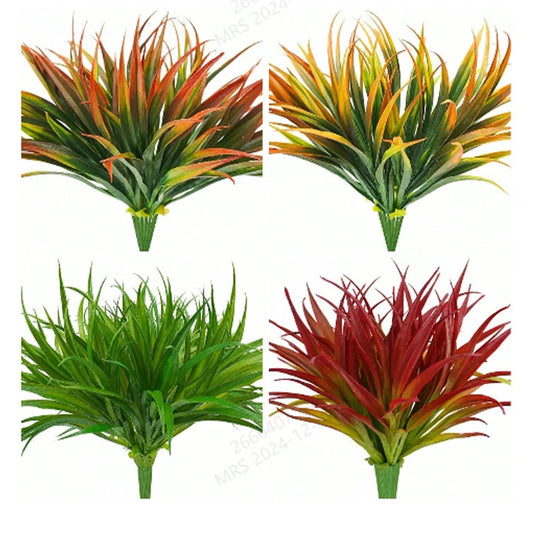 1/4 pieces, UV resistant outdoor artificial plants - tall grass, tropical flowers and shrubs - perfect for year-round and indoor