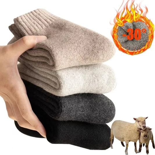 Socks Men Super Thicker Solid Sock Wool Warm Socks Against Cold Snow Russia Winter Warm Funny Happy Male Socks