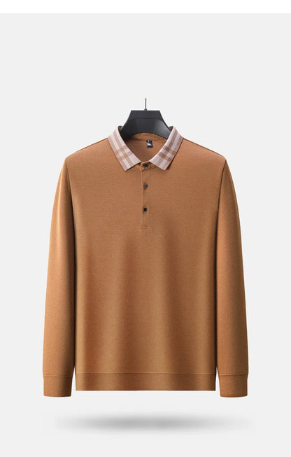 Light luxury brand polo shirt long sleeved spring and autumn new style comfortable and breathable casual striped lapel T-shirt
