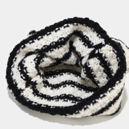 New Japanese Streetwear Harajuku Beanie Little Devil Striped Knitted Hat Women Girls Autumn Winter Cute Cat Ears Cap