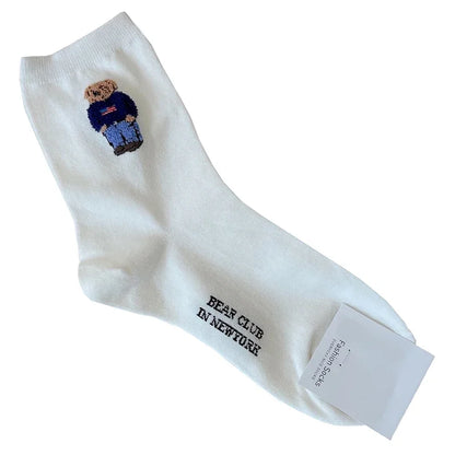 Good Quality Cartoon Elegant Lady Bear Women's  Cute Socks Cotton Harajuku Style Woman Novelty Breathable Sox Christmas Gifts