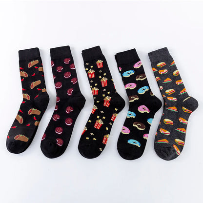5-6 Pairs New High Quality Combed Cotton Men Socks Women Happy Fashion Novelty Skateboard Crew Casual Funny Socks for Men